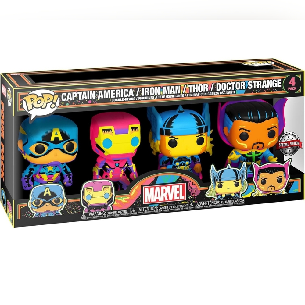 Funko Blacklight Avengers Captain America Iron Man Thor Doctor Strange Target LE